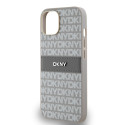 Kryt DKNY Leather Mono Stripe pro iPhone 15/14/13 - béžová