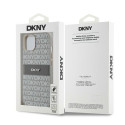 Kryt DKNY Leather Mono Stripe pro iPhone 15/14/13 - béžová