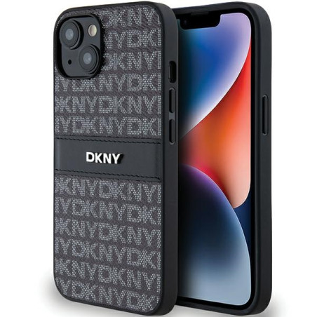 Pouzdro DKNY Leather Mono Stripe pro iPhone 15/14/13 černé