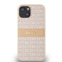 Kryt DKNY LEATHER MONO STRIPE & METAL LOGO iPhone 15/14/13 - růžový
