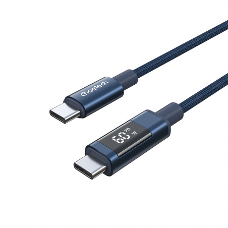 Kabel Choetech XCC-1068 PD 60W USB-C - USB-C s displejem 1,2 m - modrý