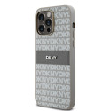 Kryt DKNY Leather Mono Stripe iPhone 14 Pro Max béžový