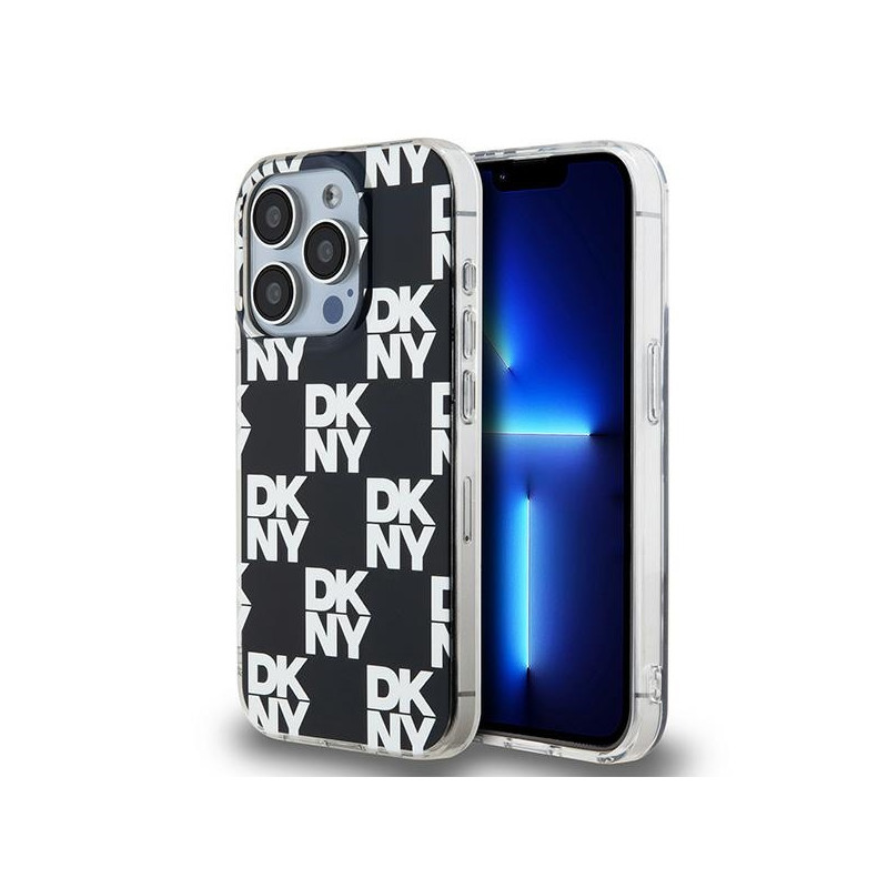 Kryt DKNY IML Checkered Mono Pattern pro iPhone 15 Pro - černý