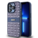 Kryt DKNY LEATHER MONO STRIPE & METAL LOGO pro iPhone 15 Pro - modrý