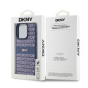 Kryt DKNY LEATHER MONO STRIPE & METAL LOGO pro iPhone 15 Pro - modrý