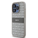 Pouzdro DKNY Leather Mono Stripe pro iPhone 15 Pro - béžové