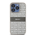 Pouzdro DKNY Leather Mono Stripe pro iPhone 15 Pro - béžové