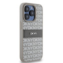Pouzdro DKNY Leather Mono Stripe pro iPhone 15 Pro - béžové