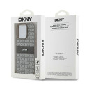 Pouzdro DKNY Leather Mono Stripe pro iPhone 15 Pro - béžové