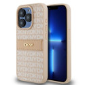 Pouzdro DKNY Leather Mono Stripe pro iPhone 15 Pro - růžová