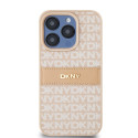 Pouzdro DKNY Leather Mono Stripe pro iPhone 15 Pro - růžová
