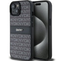 Kryt DKNY Leather Mono Stripe pro iPhone 15 Plus - černý