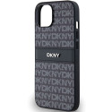 Kryt DKNY Leather Mono Stripe pro iPhone 15 Plus - černý