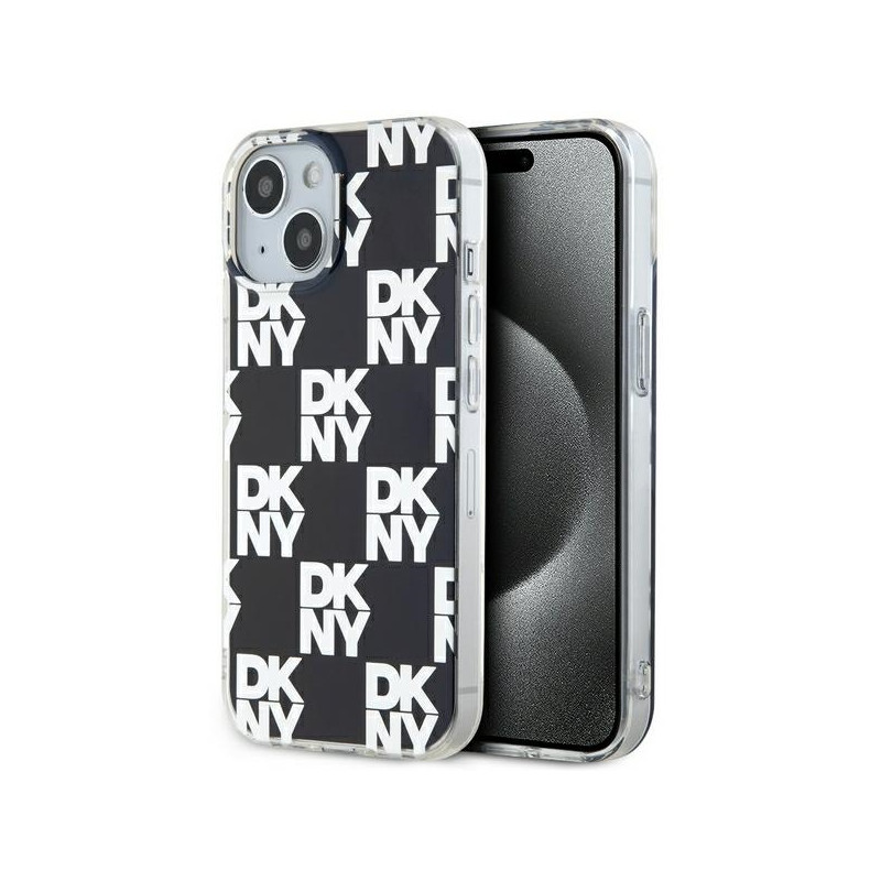 Kryt DKNY IML CHECKERED MONO pro iPhone 15 / 14 / 13 - černý