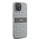 Kryt DKNY Leather Mono Stripe pro iPhone 15/14/13 - béžový