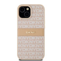 Kryt DKNY Leather Mono Stripe pro iPhone 15/14/13 - pink
