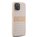 Kryt DKNY Leather Mono Stripe pro iPhone 15/14/13 - pink