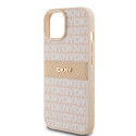 Kryt DKNY Leather Mono Stripe pro iPhone 15/14/13 - pink