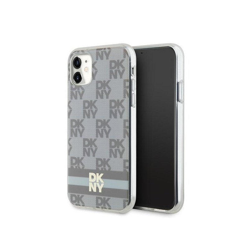 Pouzdro DKNY IML CHECKERED MONO PATTERN & PRINTED STRIPES pro iPhone 11 / XR - béžová