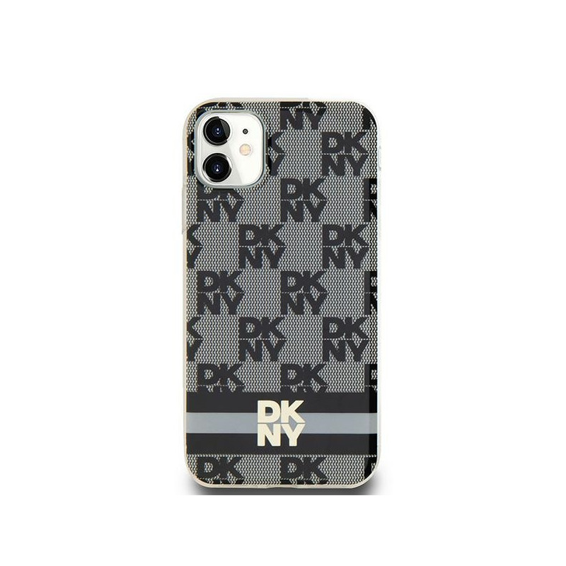 Kryt DKNY IML CHECKERED MONO PATTERN & PRINTED STRIPES pro iPhone 11 / XR - černý