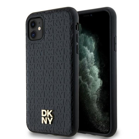 DKNY MagSafe kryt LEATHER MONOGRAM pro iPhone 11/XR – černý