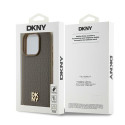 Kryt DKNY Leather Pattern MagSafe iPhone 14 Pro - hnědá