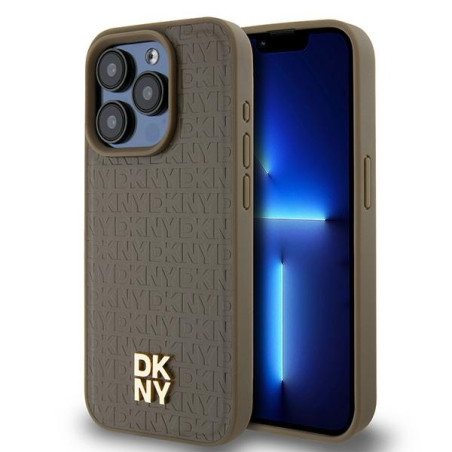 Kryt DKNY Leather Pattern Metal Logo pro iPhone 14 Pro Max
