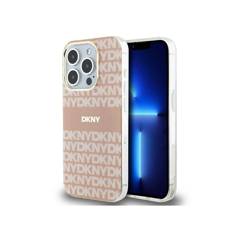 Kryt DKNY IML Mono & Stripe pro iPhone 15 Pro - růžová