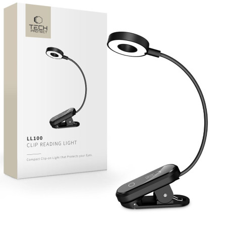Lampička Tech-Protect LL100 bezdrátová s klipem + kabel USB-A / USB-C 30 cm - černá