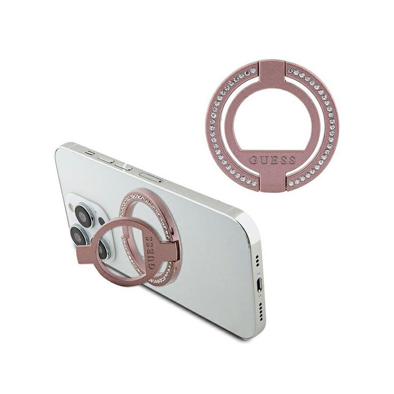 Guess MagSafe Ring stand GUMRSALDGP pink/pink Rhinestone