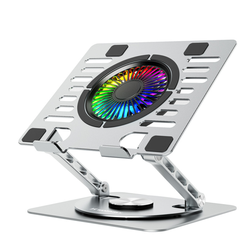 Stojánek Wozinsky WDCX-X16-AS CoolBase RGB 360° chladicí pro notebook a tablet - stříbrný