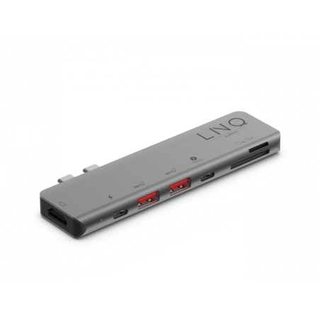 LINQ LQ48012 PRO TB MacBook USB-C hub 7v2 (HDMI, 2x USB-C, 2x USB, SD/MicroSD), Space Grey