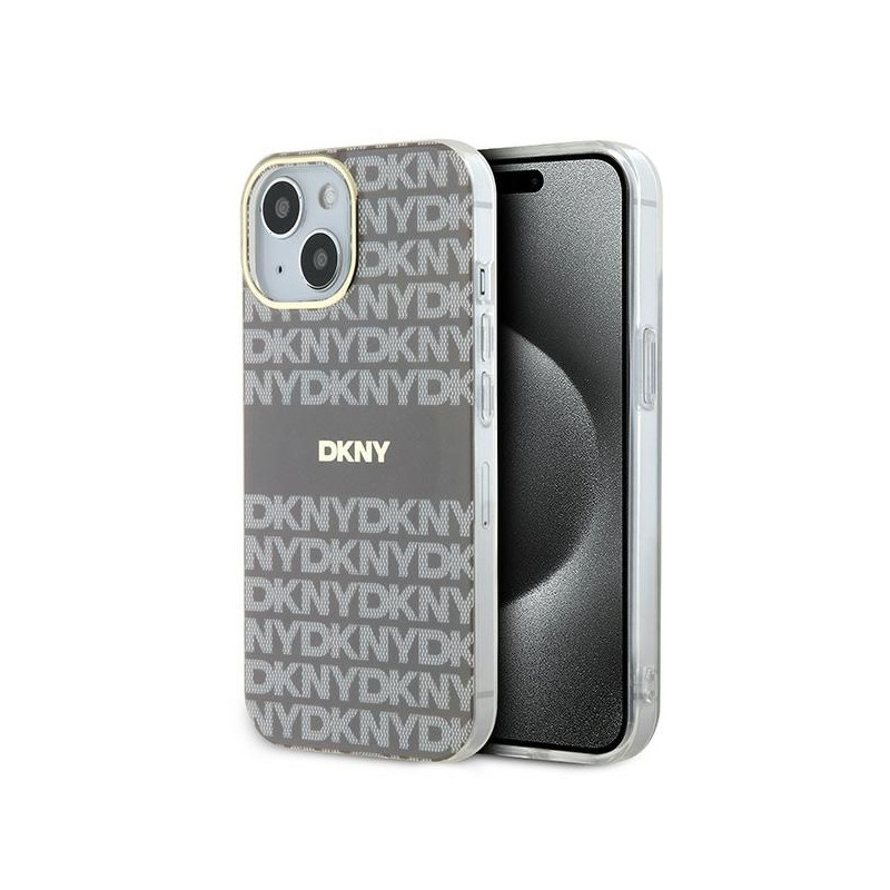 Kryt DKNY IML Mono & Stripe pro iPhone 15 / 14 / 13 - beige