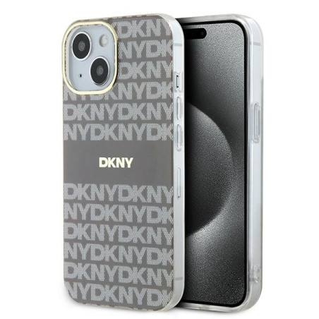 Kryt DKNY IML Mono & Stripe pro iPhone 15 / 14 / 13 - beige