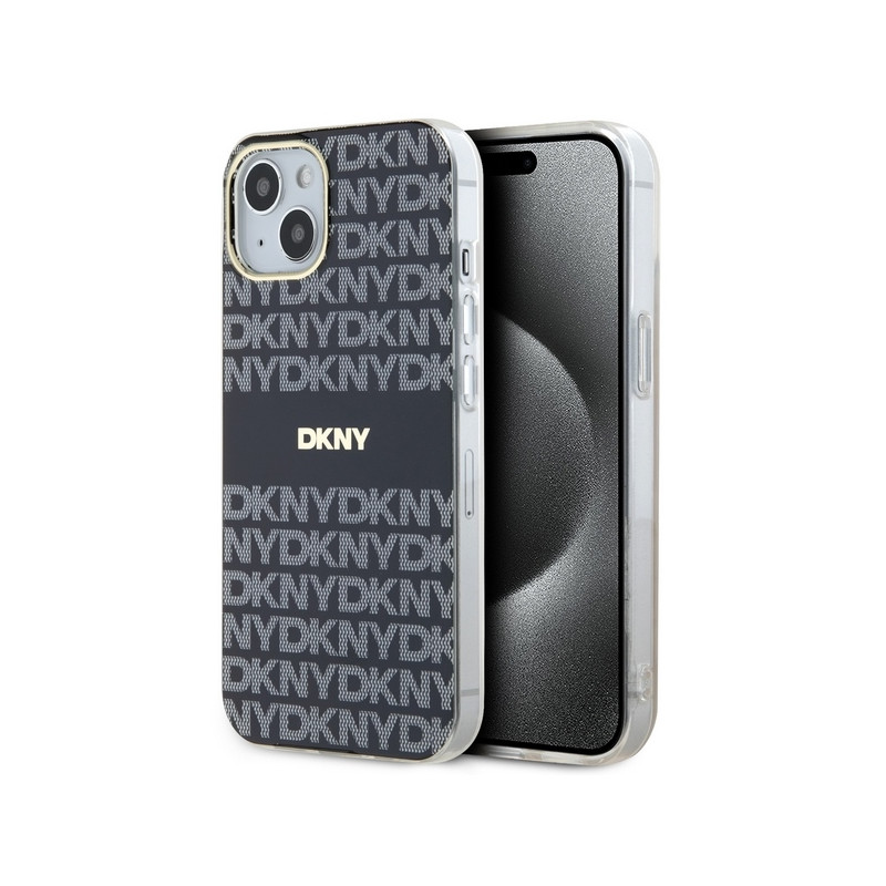 Kryt DKNY IML Mono & Stripe pro iPhone 15 / 14 / 13 - černý