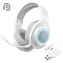 QCY Heroad V200 Tri-Mode Gaming Headphones with 7.1 Sound, 240h Battery, and Detachable Microphone - White