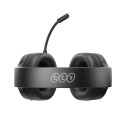 QCY V200 Pro Wired Gaming Headphones with 7.1 Sound and Detachable Microphone - Black