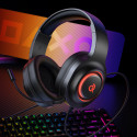 QCY V200 Pro Wired Gaming Headphones with 7.1 Sound and Detachable Microphone - Black