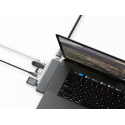 LINQ LQ48012 PRO TB MacBook USB-C hub 7v2 (HDMI, 2x USB-C, 2x USB, SD/MicroSD), Space Grey