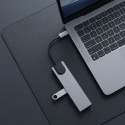 Tech-Protect HB09 USB hub 8in1 TYPE-C + USB-A 3.0 + USB-C 3.0 + HDMI 4K 60HZ + SD/TF + PD100W + RJ45 1000 MB/S - gray