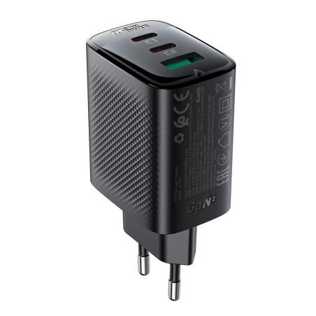 Acefast A108 GaN PD 67W 2xUSB-C 1xUSB-A Wall Charger - Black