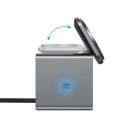 Acefast E34 22.5W 3-in-1 inductive charger with built-in cable for smartphone and smartwatch - gray