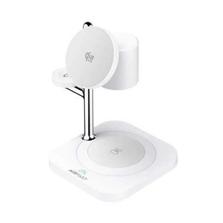 Acefast E39 Qi2.2 25W 4-in-1 Wireless Desk Charger for Phone, Watch, and Headphones with Night Light - White