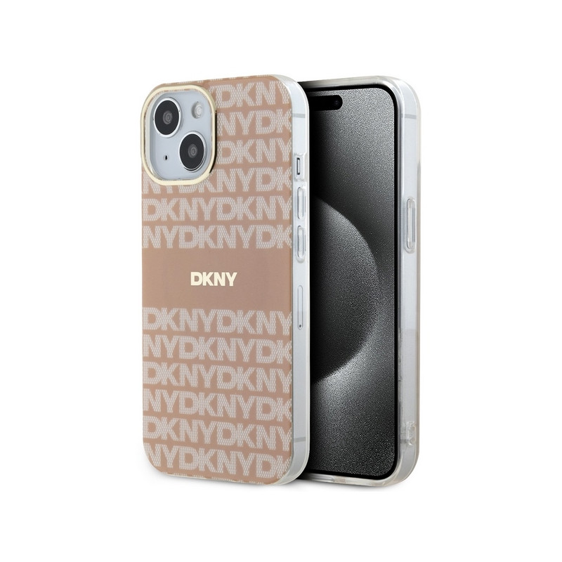Kryt DKNY IML Mono & Stripe pro iPhone 15 / 14 / 13 - růžová