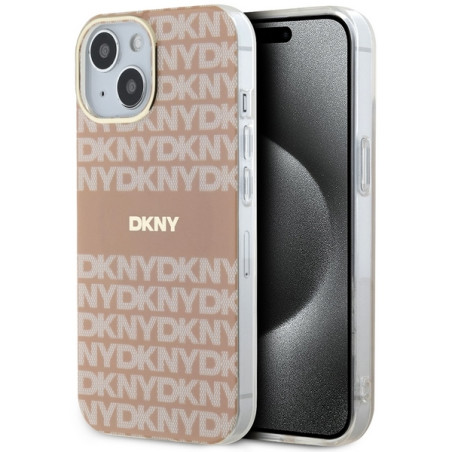Kryt DKNY IML Mono & Stripe pro iPhone 15/14/13 - růžová