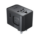 Acefast Z8 GaN 45W Travel Adapter 3x USB-C + 2x USB-A Travel Wall Charger with 2500W AC Socket - Black