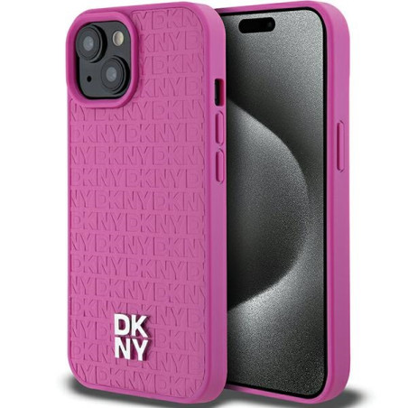 Kryt DKNY Leather Pattern Metal Logo MagSafe pro iPhone 15/14/13 - rů