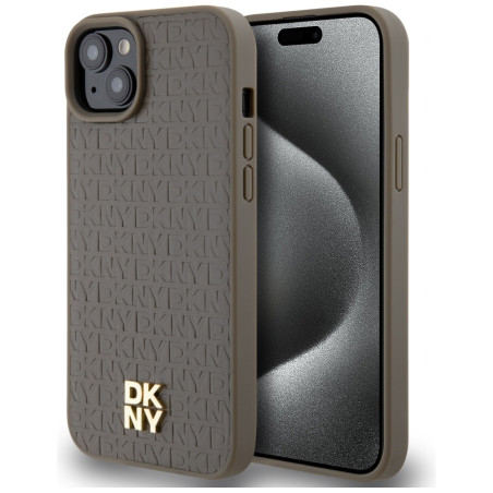 Kryt DKNY MagSafe LEATHER PATTERN LOGO iPhone 15/14/13 - hnědá