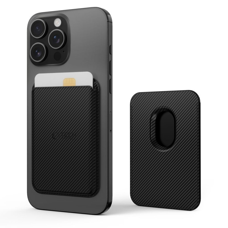 Magnetická peněženka Tech-Protect MagWallet MagSafe – univerzální držák karet – carbon