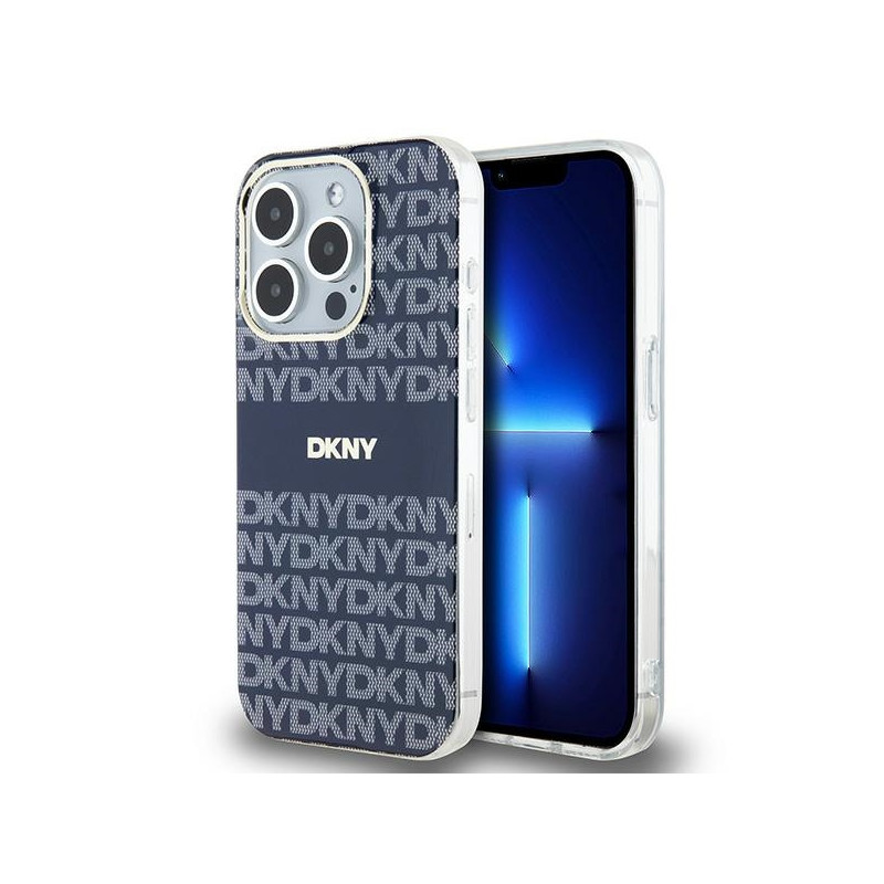 Kryt DKNY IML Mono & Stripe MagSafe pro iPhone 15 Pro Max - modrá